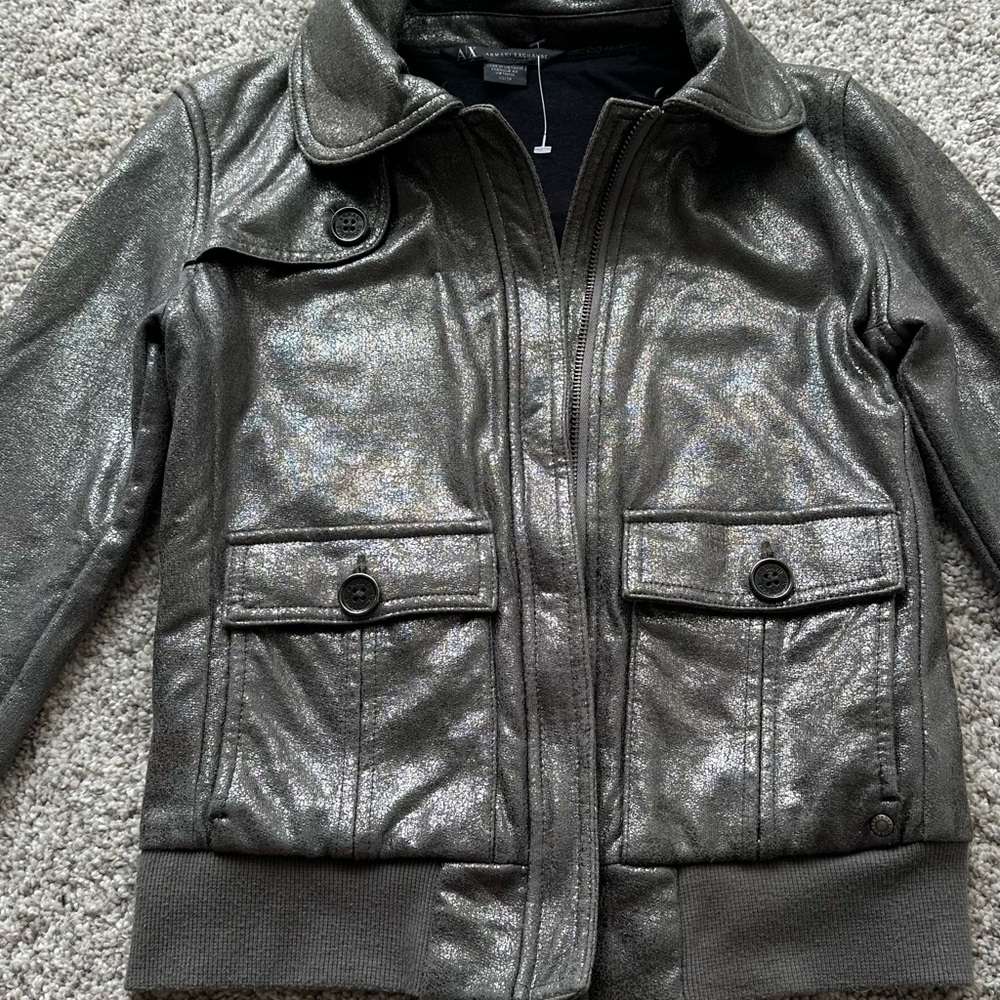 Armani Exchange Shimmering Silver Top